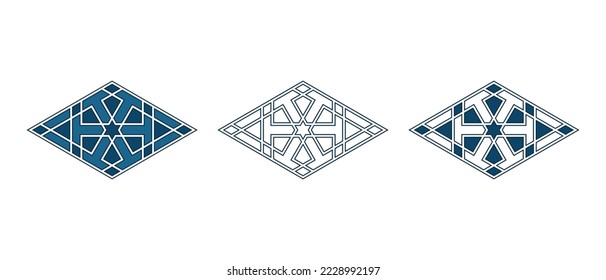 Set of Islamic traditional rosettes for greetings cards decoration and design isolated on white backgrounds. Vector illustration.