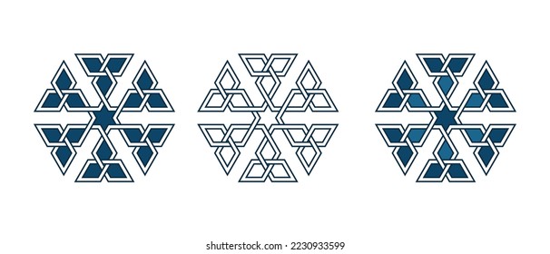 Set of Islamic traditional rosettes for greetings cards decoration and design isolated on white backgrounds. Vector illustration.
