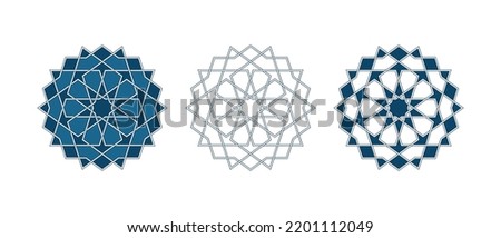 Set of Islamic traditional rosettes for greetings cards decoration and design isolated on white backgrounds. Vector illustration. Foto stock © 