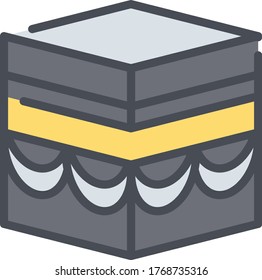Set of Islamic vector design kaaba in Mecca icon for Hajj and Ramadan or Eid. Islamic pilgrimage to Mecca, Saudi Arabia.