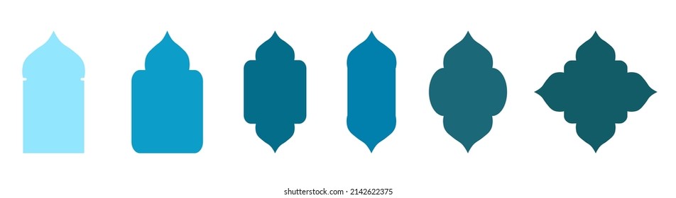 Set of islamic window frame vector in long banner. Can be used for background, frame, and to complete your design