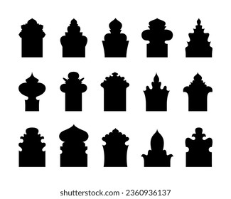 Set of islamic windows and arches. Black silhouette shape. Traditional arabic and muslim culture design. Ramadan kareem and eid mubarak vector. Great used for label, sign, sticker, card