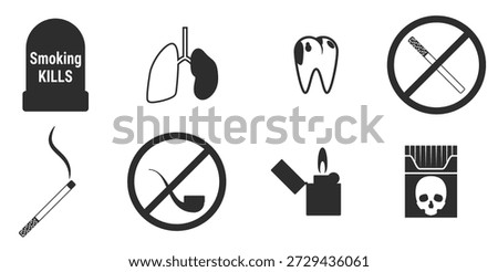 set of islated icons on a theme no smoking