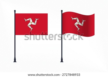 Set of Isle of Man Flags Isolated for Independence Day Celebration