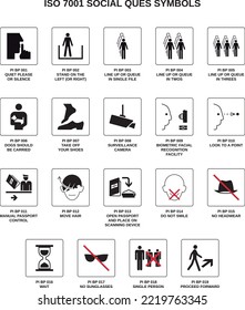 set of iso 7001 social ques symbols on white background