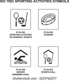 set of iso 7001 sporting activities symbols on white background