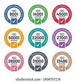 Set of ISO Certification stamp and labels
