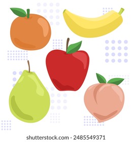 Set of isolate colorful fruits for education to do worksheet or game and make other work. vector, illustration design.