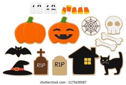 Set of isolate Halloween dessert on transparent background