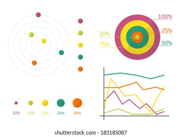 Set of isolated 4 flat infographic diagrams