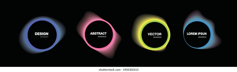 Set Of Isolated Abstract Aqua Spot With Gradient Or Dynamic Color.Vector Colorful Neon Templates. Circle Shapes With Vivid Gradients. Fluid Gradients For Banners, Abstract Liquid Shape Black, 3d.eps10