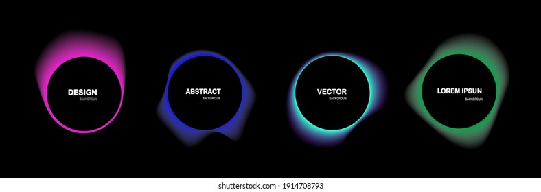 Set isolated abstract aqua spot and gradient dynamic color Vector colorful neon templates  Circle shapes and vivid gradients  Fluid gradients for banners  Abstract liquid shape black  3d eps10