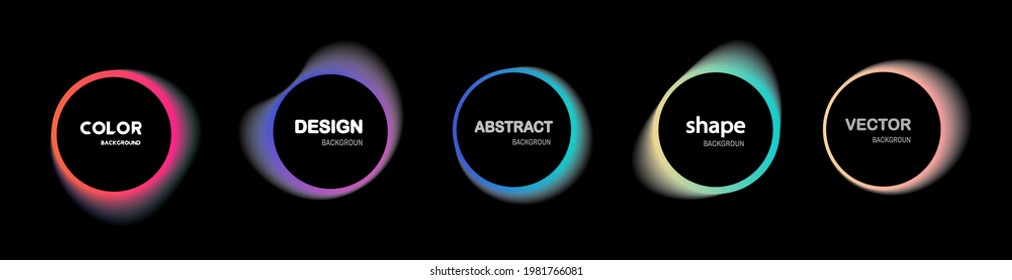Set isolated abstract aqua spot and gradient dynamic color Vector colorful neon templates  Circle shapes and vivid gradients  Fluid gradients for banners  Abstract liquid shape black  3d eps10