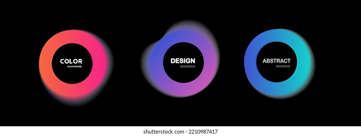 Set of isolated abstract aqua spot with gradient or dynamic color.Vector colorful neon templates. Circle shapes with vivid gradients. Fluid gradients for banners, Abstract liquid shape black, 3d.eps10