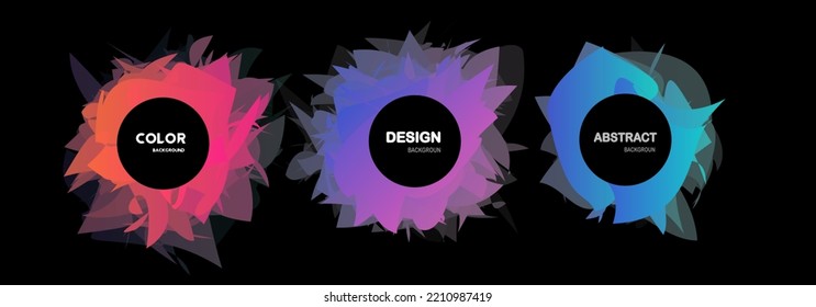 Set of isolated abstract aqua spot with gradient or dynamic color.Vector colorful neon templates. Circle shapes with vivid gradients. Fluid gradients for banners, Abstract liquid shape black, 3d.eps10
