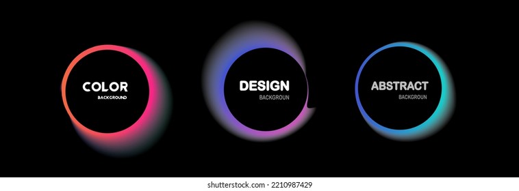 Set of isolated abstract aqua spot with gradient or dynamic color.Vector colorful neon templates. Circle shapes with vivid gradients. Fluid gradients for banners, Abstract liquid shape black, 3d.eps10