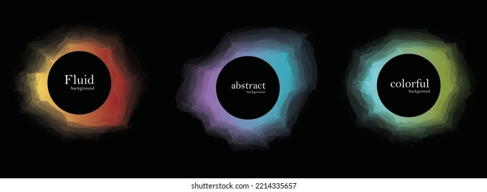 Set of isolated abstract aqua spot with gradient or dynamic color.Vector colorful neon templates. Circle shapes with vivid gradients. Fluid gradients for banners, Abstract liquid shape black, 3d.eps10