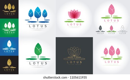 Set of Isolated abstract Lotus Logo,Lotus flower logo,Beauty logo,Fashion logo, Logo icon Template Vector illustration