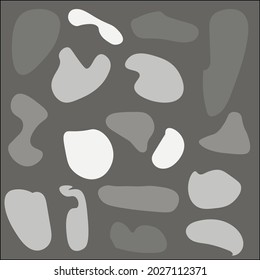 Conjunto de puntos aleatorios abstractos aislados en un esquema de color gris y blanco. Ilustración vectorial de estilo moderno. Arte minimalista.