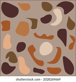 Un conjunto de puntos aislados y abstractos aleatorios en un esquema de color de corona. Ilustración vectorial de estilo moderno. Arte minimalista.