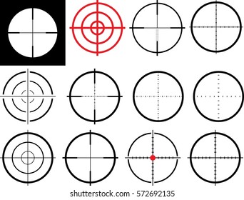 set of isolated aim, scope crosshairs