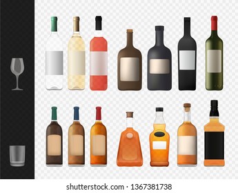 Set of isolated Alcohol Bottles