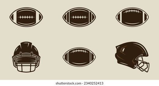 set of isolated american football icon logo vector illustration template graphic design. bundle collection of various sport sign or symbol for club or league tournament