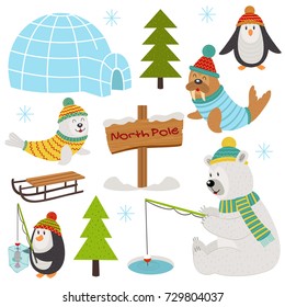 set of isolated arctic elements part 2  - vector illustration, eps