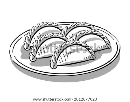Set isolated bakery with cheese or meat filling. Hand draw vector illustrations. 
