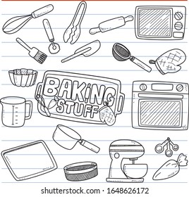 Set Isolated Baking Stuff Doodle Style Stock Vector (Royalty Free ...