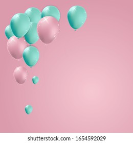 Set of Isolated Balloons in the Air for Birthday , Anniversary , Celebration , Events . Isolated Vector Elements