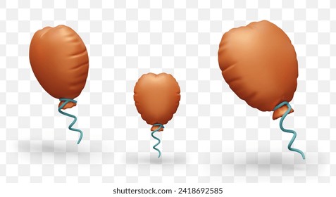 Set of isolated balloons of different sizes. Festive decorative elements in floating position