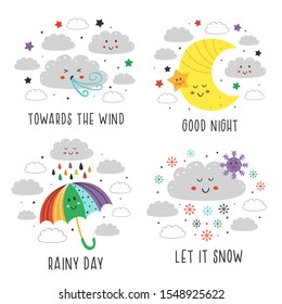 set of  isolated banners with elements of  baby weather part 2 - vector illustration, eps    
