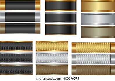 set of isolated banners  golden, silver and brown