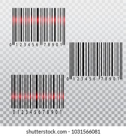 Set of isolated barcode on transparent background