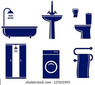 set of isolated bath objects on white background