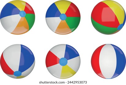 conjunto de bolas de playa aisladas. colección de bolas inflables de colores