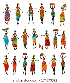 Set Isolated Beautiful African Women Stock Vector (Royalty Free ...