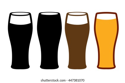 set of isolated beer cups on white background 