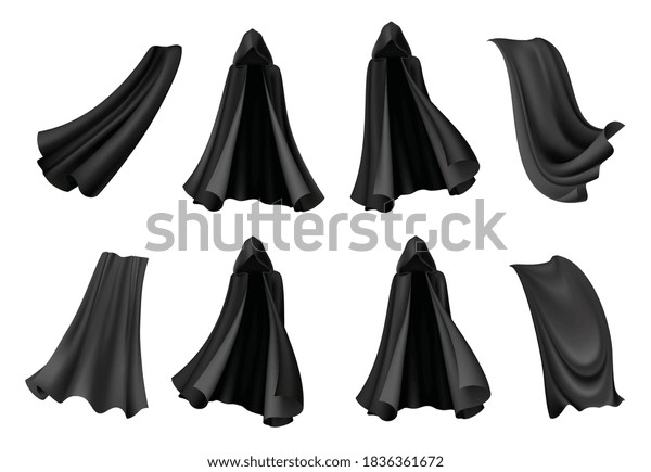 Set Isolated Black Cloak Icons Realistic Stock Vector (Royalty Free ...