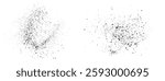 Set of isolated black color abstract brush stroke texture blood splatter