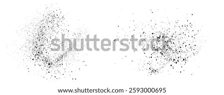 Set of isolated black color abstract brush stroke texture blood splatter