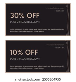 Set of isolated black discount voucher templates. Vector illustration.