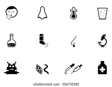 set of isolated black illness concept icons