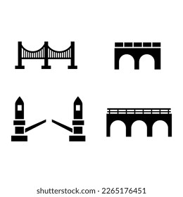 Set of isolated black simple icons bridges on white background..eps