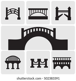 Set of isolated black simple icons bridges