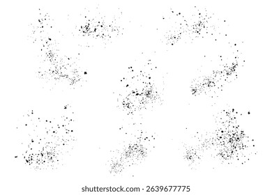 Set of isolated black splatter illustration blood inkblot background design