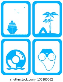 set isolated blue background for travel services