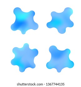 Set isolated blue elements of holographic chameleon design palette of shimmering colors. Modern abstract pattern, colorful fluid paint design. Trendy art background. Gradient futuristic shapes