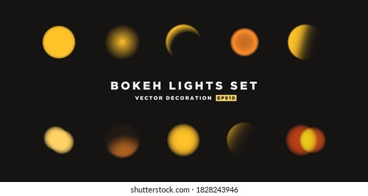 Set of isolated blurry bokeh lights vector decoration
